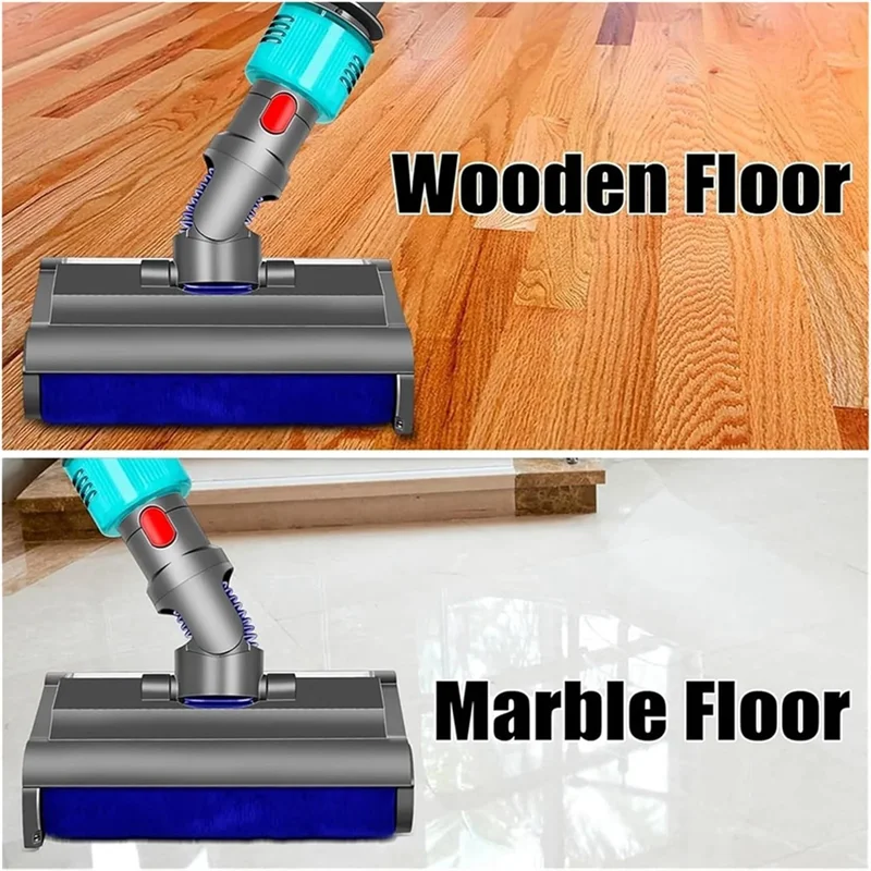 หัวม็อบไฟฟ้าแบบเปียกและแห้ง พร้อมไฟสีเขียว สำหรับเครื่องดูดฝุ่น Dyson V7 V8 V10 V11 V15 อุปกรณ์เสริมสำหรับพื้นแข็ง-CLIM