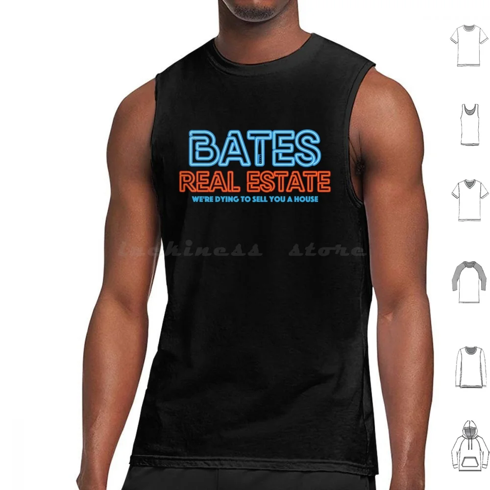 Alfred Hitchcock-Psycho Bates bienes raíces camisetas sin mangas estampado algodón Alfredhitchcock Hitchcock Alfred Motel Psycho Bates película