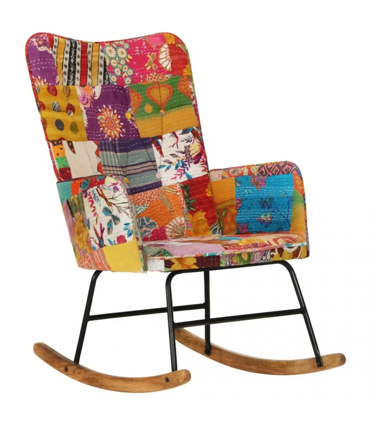 Multicolor patchwork canvas rocking chairs