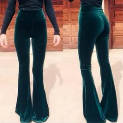 Mulheres Queimadas Calças Cruz 2023 Outono Cintura Alta Stretch Plus Size Calças Cor Sólida Moda Casual Senhoras Flare Bottoms Novo
