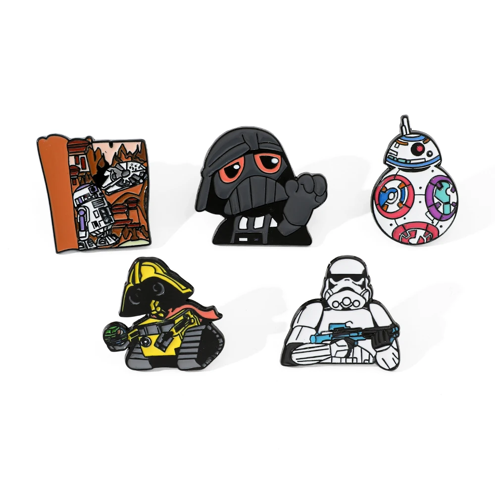 Pin Esmaltado de Star Wars Darth Vader Stormtrooper BB8 Robot - Broche de Dibujos Animados para Mujeres y Hombres - Emblema Genial para Mochila, Ideal para Regalos de Fiesta