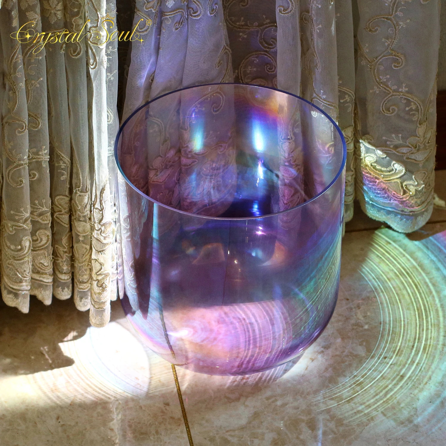 

Crystal Soul High Quality Thickened Purple Aurora Alchemy Crystal Bowl Sound Bath Crystal Singing Bowls