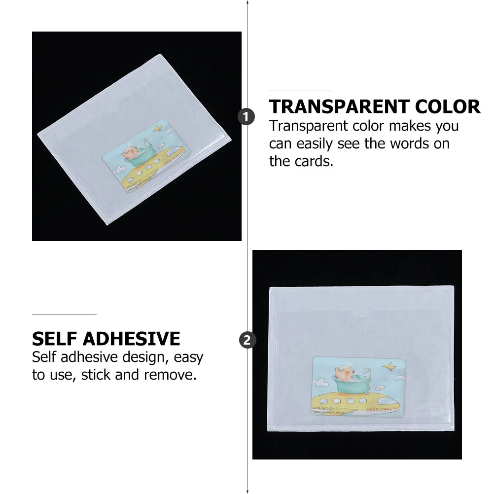 

30 Pcs Adhesive Label Set Plastic Holders Index Card Pocket Pockets Clear Sleeves Cards