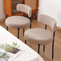 Camel Dining Chairs Set of 2, Mid Century Modern Dining Chairs Curved Backrest Round Upholstered Boucle Kitchen Chairs