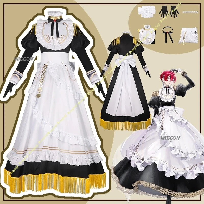 

Playing Death Game to Put Food on the Table Red Cosplay Costume Female Suit Lolita Maid Dress White Black Halloween Woman Clothe