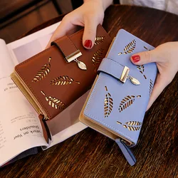 Women's Wallet PU Hollow Leaf Zipper Long Handbag 2024 New Fashion Multifunctional High-capacity Money Bag Coin Purse For Girls