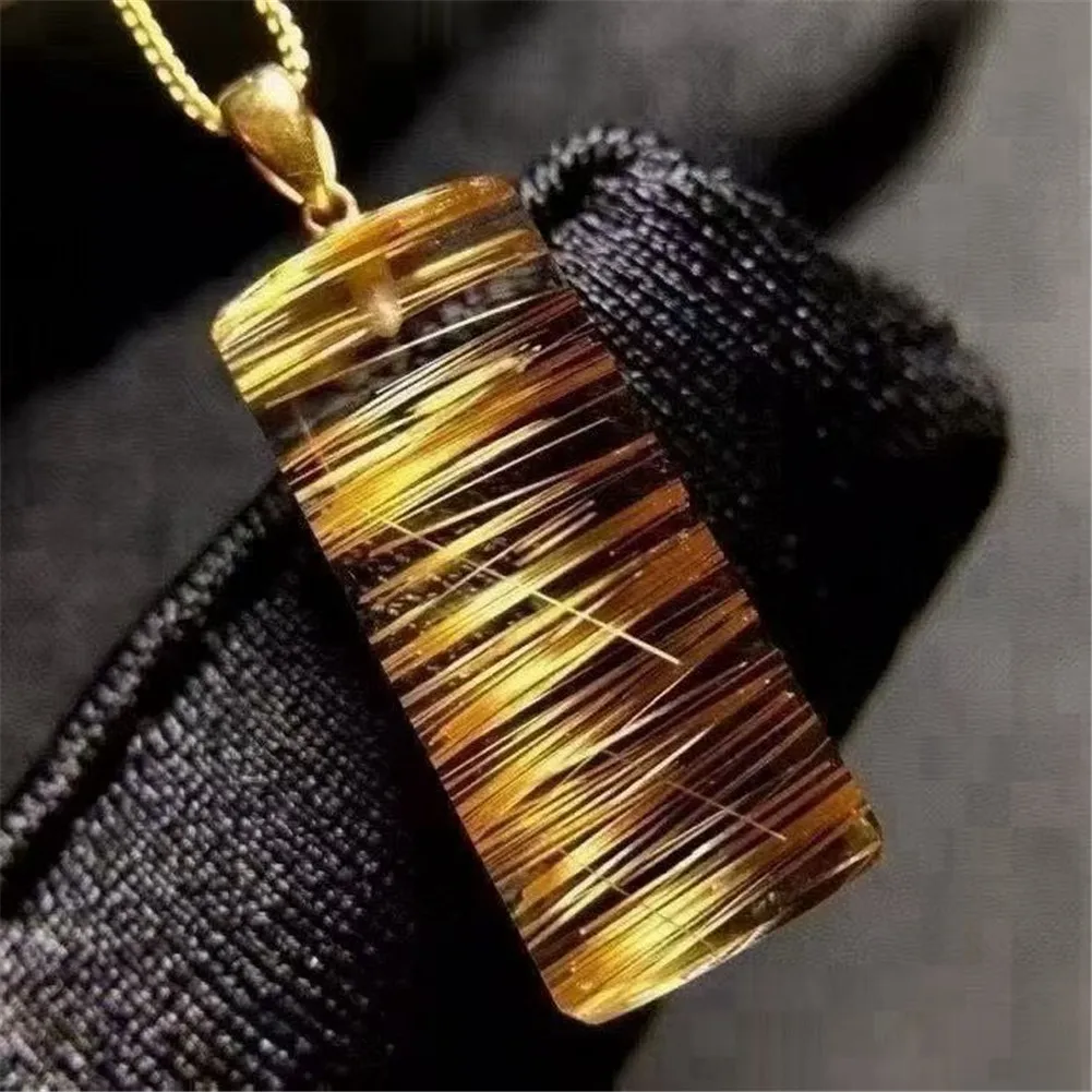 

Натуральный медный кулон-цилиндр с рутилом для женщин и мужчин, 18-каратное золото, целебный кристалл, бусины из камня 18 мм, ювелирные украшения