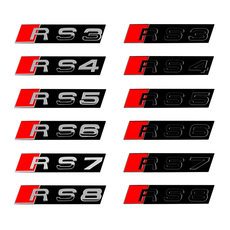 1pcs ABS Car Front Grille Emblem Decals Car Logo Decorate Accessories for Audi SLINE RS3 RS4 RS5 RS6 RS7 RS8 Decoration Stickers