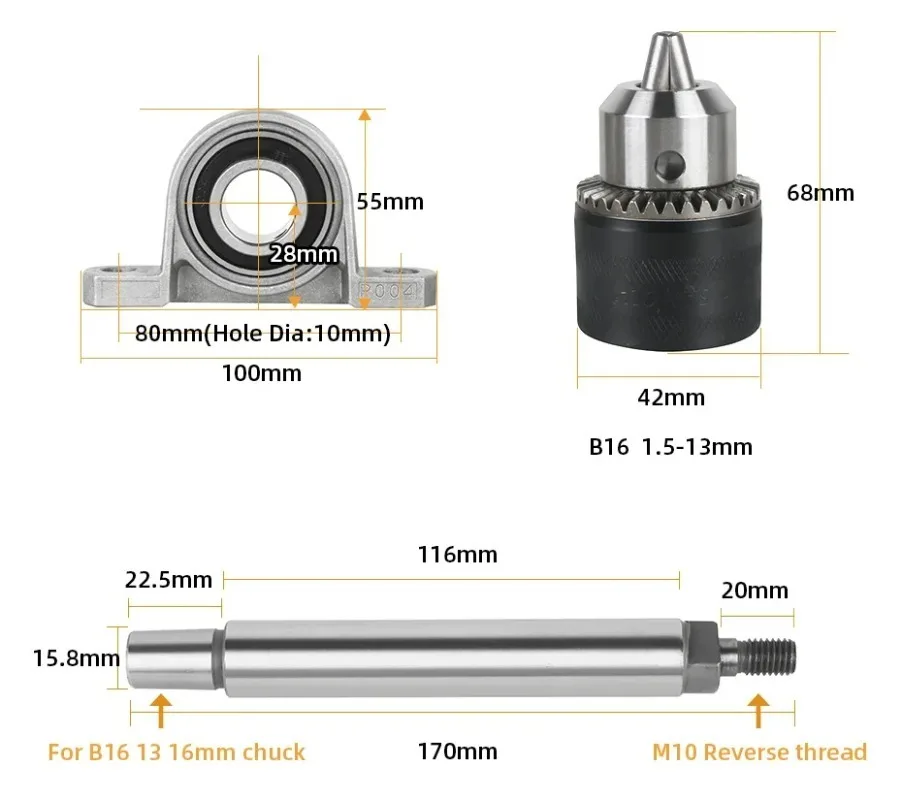 Woodworking Spindle Bearing Seat Drill Chuck Set Bench Saw Rotary Lathe Cutting Machine Accessory