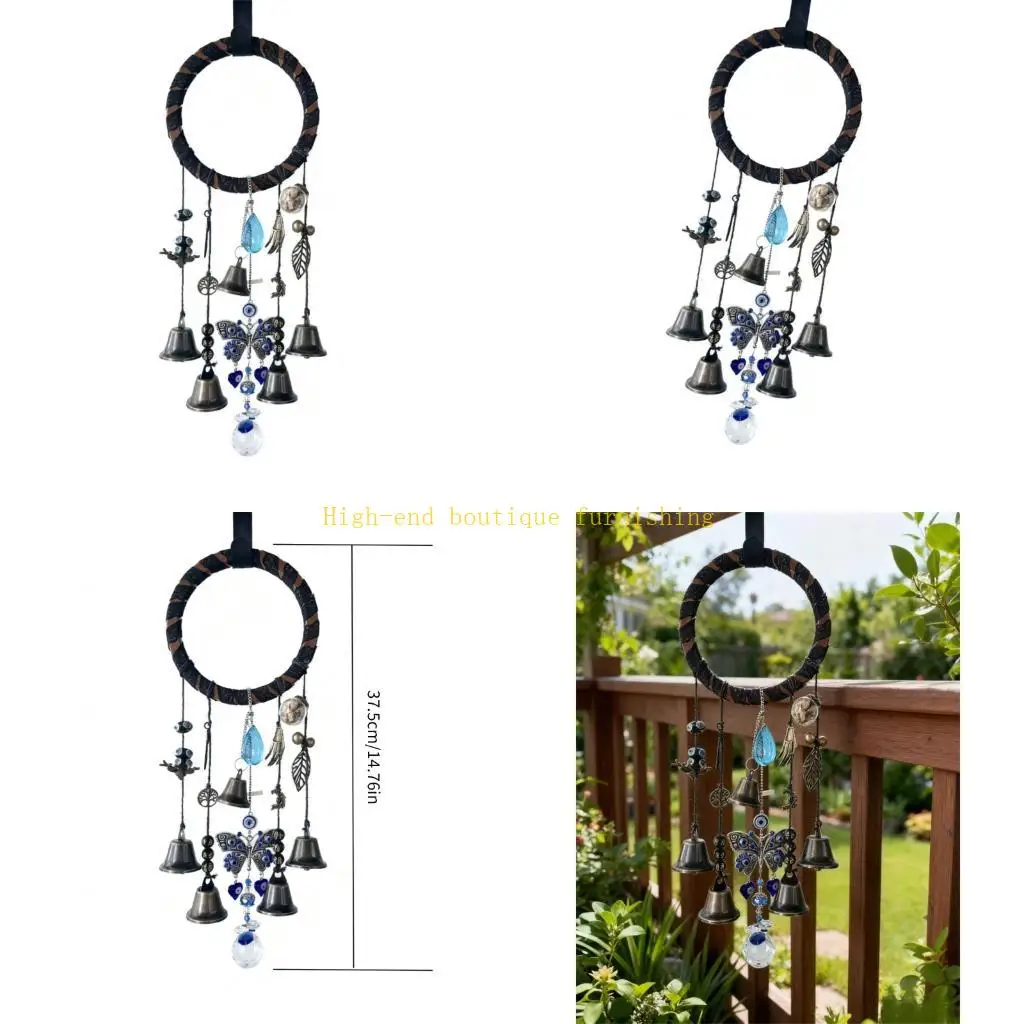 

L9NB Многоцветное украшение из кристаллов ветра с различными деревянными обручами для настраиваемой домашней террасы и звуками