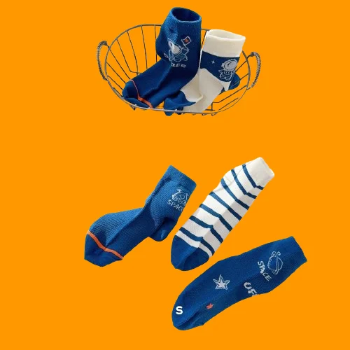 5/10 Pairs Children's Socks Spring and Summer Thin Mesh Universe Boys Combed Cotton Blue Trendy Children's Socks