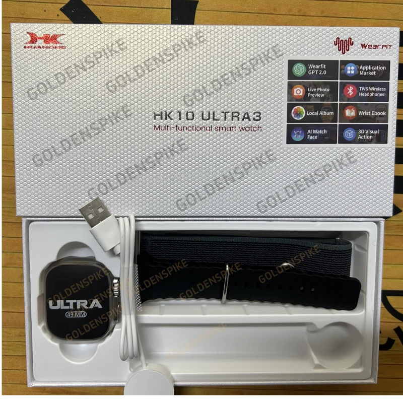 الأصلي HK10 الترا 3 Smartwatch 49 مللي متر AMOLED 4G ROM بلوتوث شبكة دعوة الدردشة روبوت ساعة NFC البوصلة S10 الترا ساعة ذكية