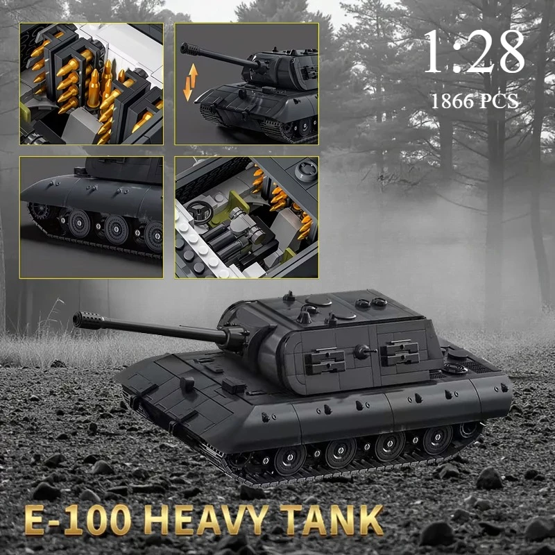 

E-100 Heavy Tank,Military Series Building Block Model,DIY Creative Ornament,Educational Toy,Decorative Collectible Holiday Gift