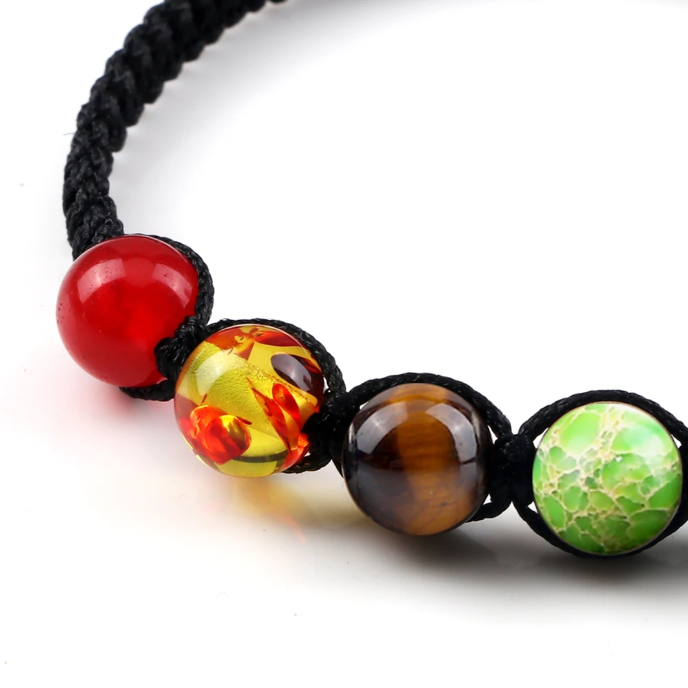 7 Chakra Healing Yoga Reiki Prayer Beaded Bracelet Natural Stones Balance Beads Braided Adjustable Bangle Jewelry Gift For Women