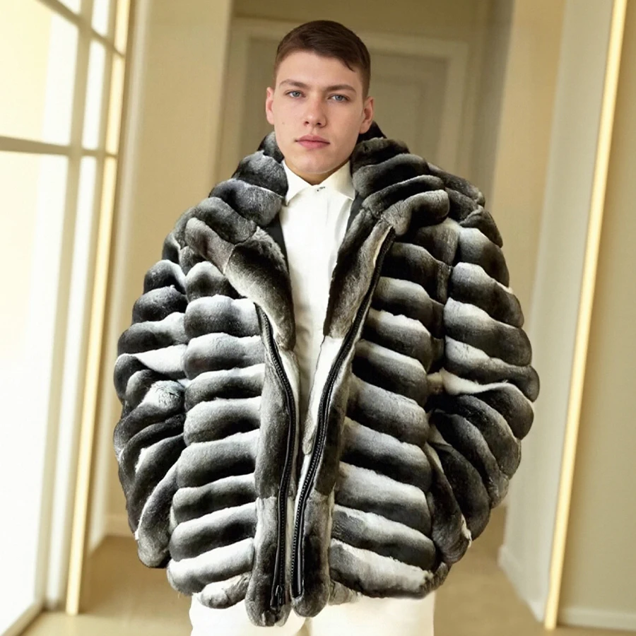 

Real Fur Coat Mens Rex Rabbit Fur Coat Full Skin Natural Fur Coat Fashion High Quality Bomber Jackets