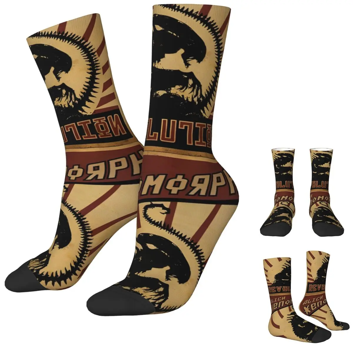 Winter Warm Hip-hop Women Men Alien Xenomorph Revolution Socks Breathable Skateboard Socks