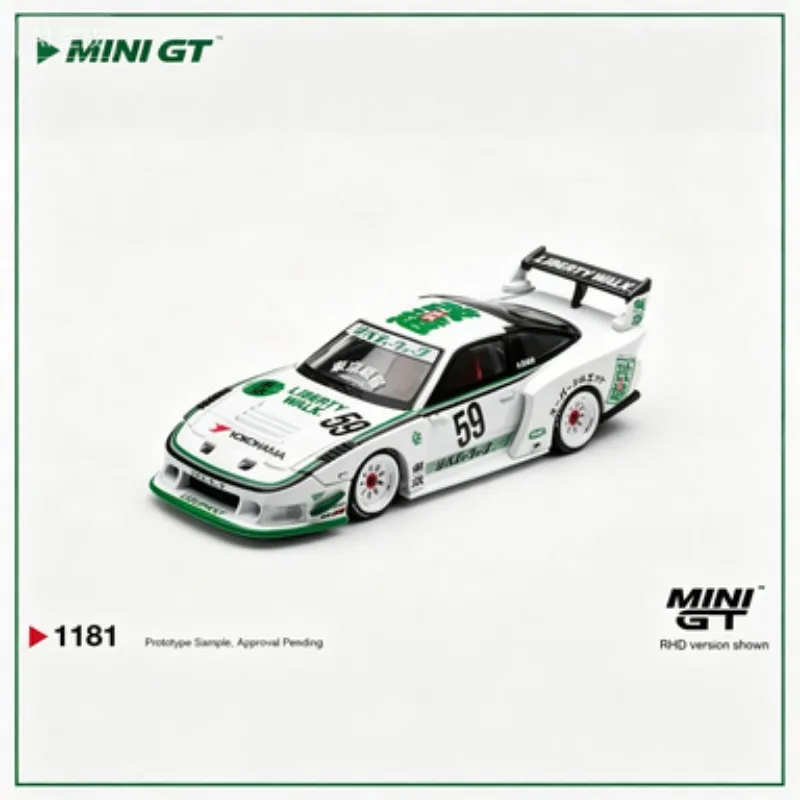 MINIGT 1:64 Nissan 180SX, white model number 59, die-cast alloy vehicle figure, adult collection item, holiday gift.