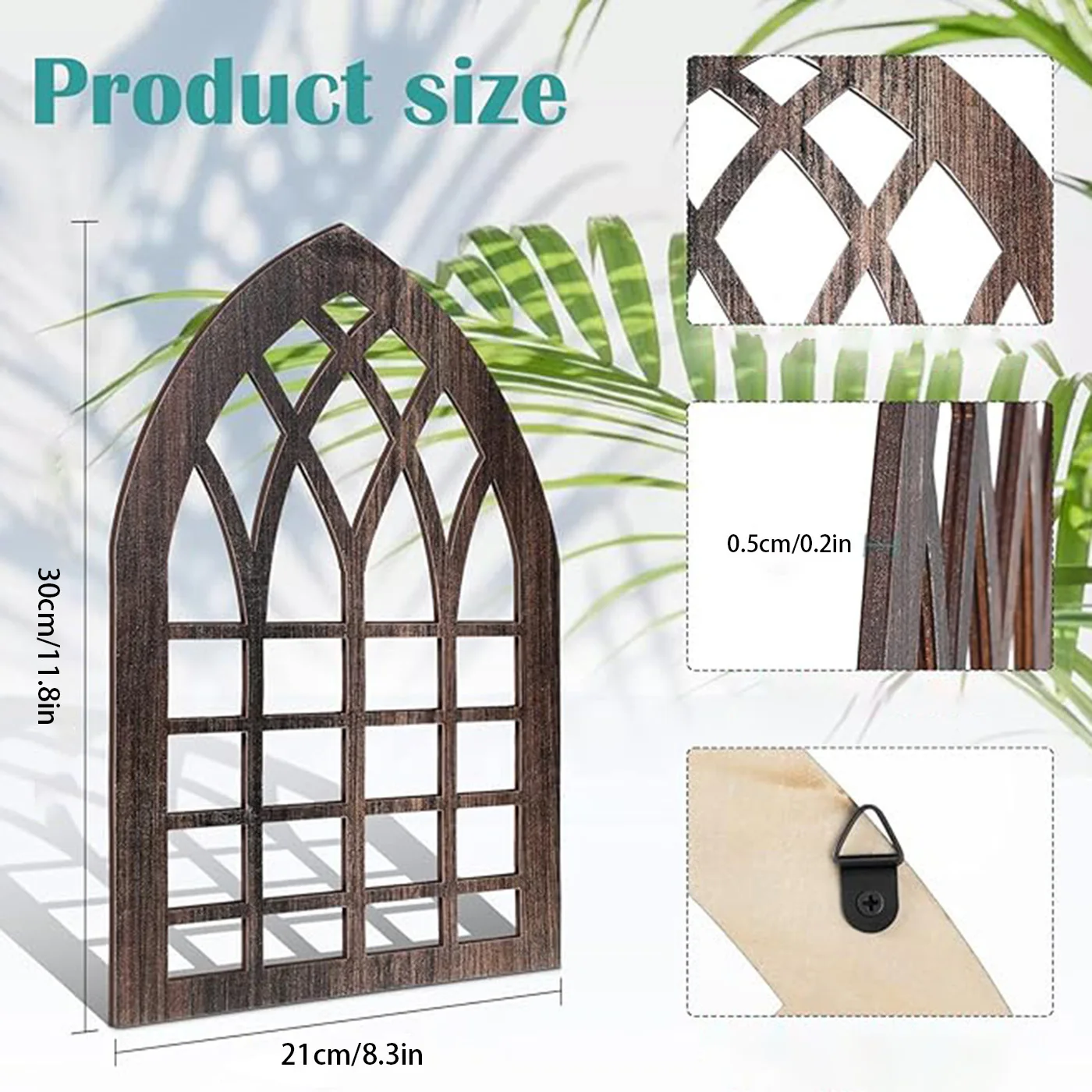 قطعتان من إطار نافذة ريفية بسيط لتزيين الحائط الخشبي لتزيين جدران المزرعة ونافذة مقوسة لتزيين الحائط