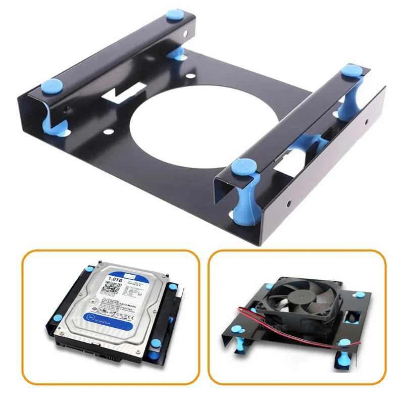 3.5inch to 5.25inch Internal Hard Disk Mounting Bracket with Screws Rubber Stand and Cushion for Shock Reduction