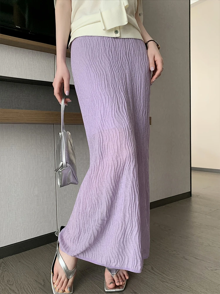 

SUSUS High Waist A-Line Midi Skirt Women's Texture Folded New Sle Long Skirt for Autumn 2025 Faion Ladies' Premium f S...