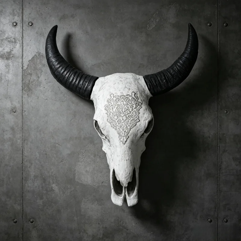 Vintage cow skull resin hanging, living decoration, background wall decor, home room ornament