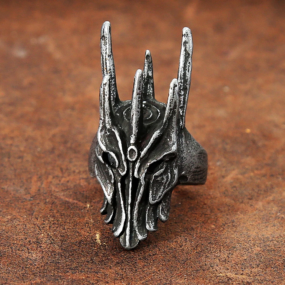 Vintage Black Helm of Sauron Ring For Men Women 316L Stainless Steel Punk Gothic Dragon Rings Fashion Jewelry Gifts Dropshipping