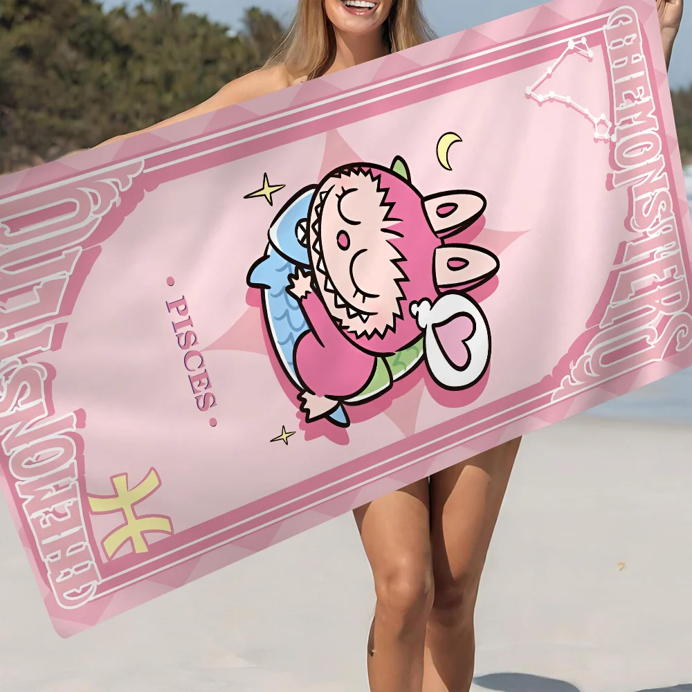 

Cartoon Cute L-LABUBUs Microfiber Blanket Quick Drying Beach Towels Oversized Printing Super Absorbent Pool Towel Blanket