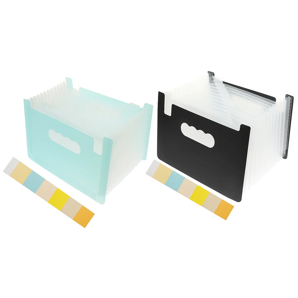 

2pcs A5 Mini Accordion File Folder 13 Layer Document Organizer Storage Bag for Tax Bills Receipts Office Home Blue Black PP