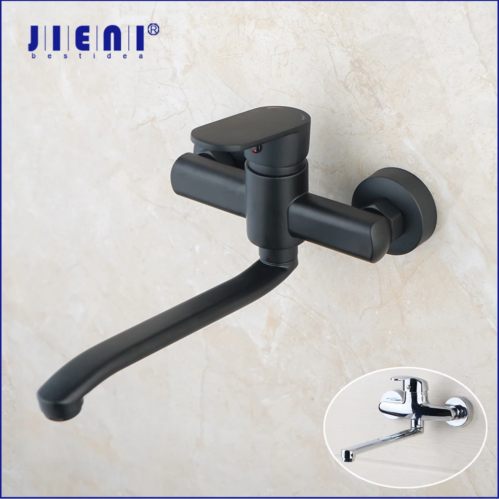 

JIENI Matte Black Bathtub Basin Sink Mixer Tap Single Handle Wall Mounted 360 Rotated Bathroom & Kitchen Basin Sink Mixer Faucet