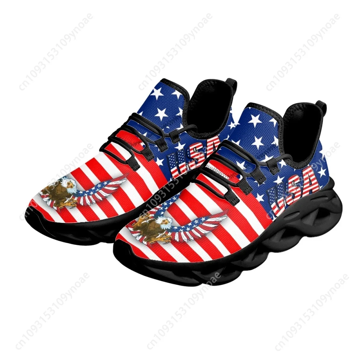 Instant arts Sommer Schnür Luftkissen Turnschuhe American Eagle USA Flag Print Mesh Laufschuhe für Damen Herren Round Toe Flats