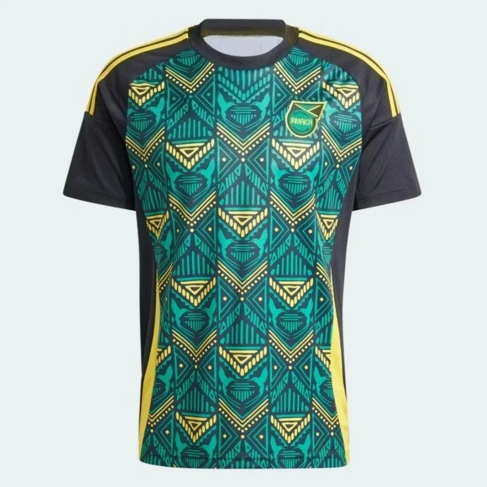 2026New Jamaican Ethnic Style Geometric Print Short-sleeved Polyester Fiber Men's Football Fan Sports Training T-shirt