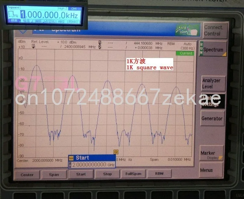 Extensor do espectro CMU200, medindo a frequência do DC-10M