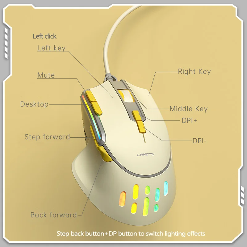 Imagem -05 - Mouse sem Fio Gamer 2-mode com Fio Sensor 12800dpi Csgo Lol Mobile Jogos Ratos Escritório Langtu-g3