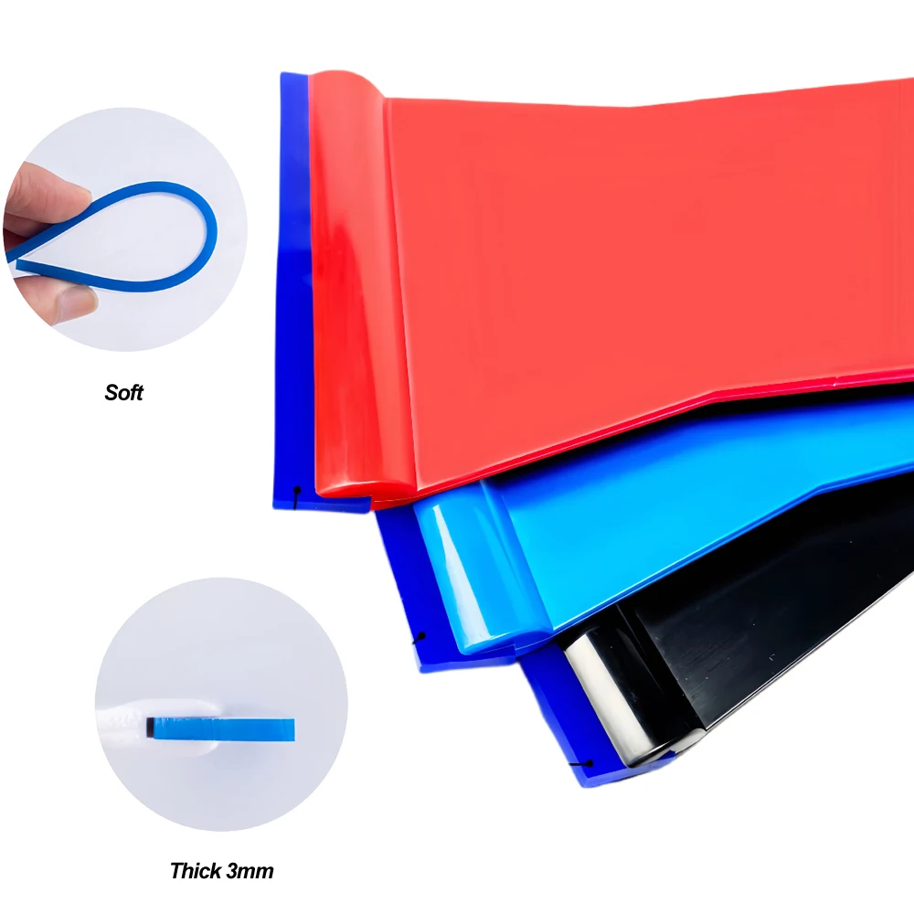 Bulldozer Squeegee with Replaceable Rubber Blade Long Handle Plastic Car Vinyl Wrap Tint Scraper Window Snow Remover Water Wiper