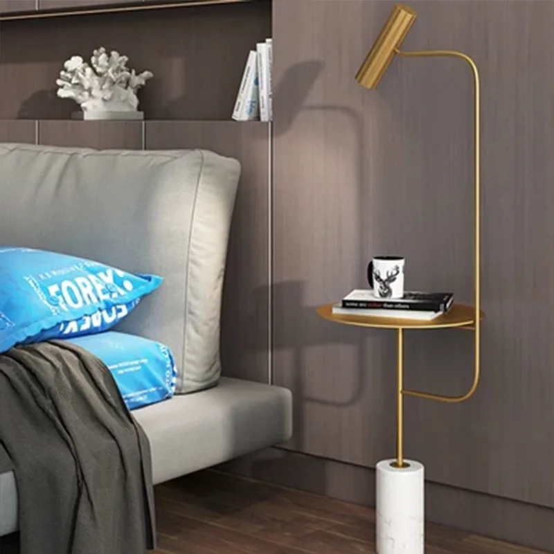

Nordic Creative Design Postmodern Simple Light Luxury Marble Base Coffee Table Side Table with lamp