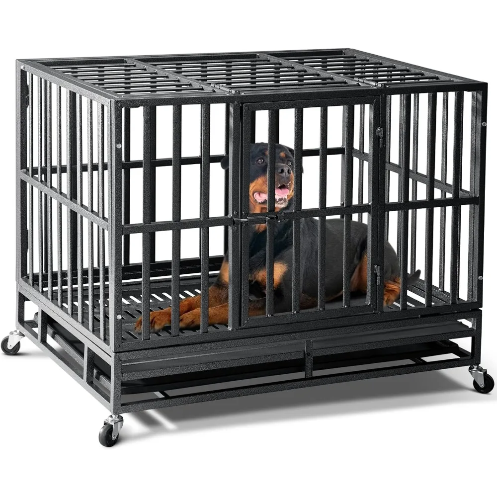 

Heavy Duty Dog Crate, 2025 Upgraded Reinforced Baseplate for Large Dogs
