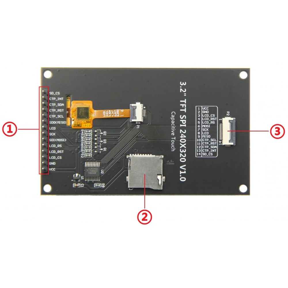3,2 Zoll 320×240 SPI Serieller TFT-LCD-Modul-Bildschirm mit Touchpanel-Treiber-IC ILI9341V Elektronisches Komponenten-Kit