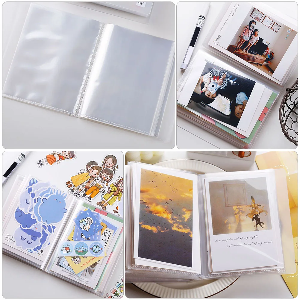 2 album fotografici in plastica A6, fogli di ricarica trasparenti per carte d'identità, carte di credito, tasche impermeabili, pagine cieche