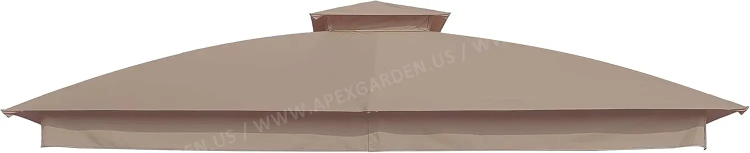 Garden Treasures 10 ft x 10 ft Brown Metal Square Semi - Gazebo Canopy Top, Fabric, Tan