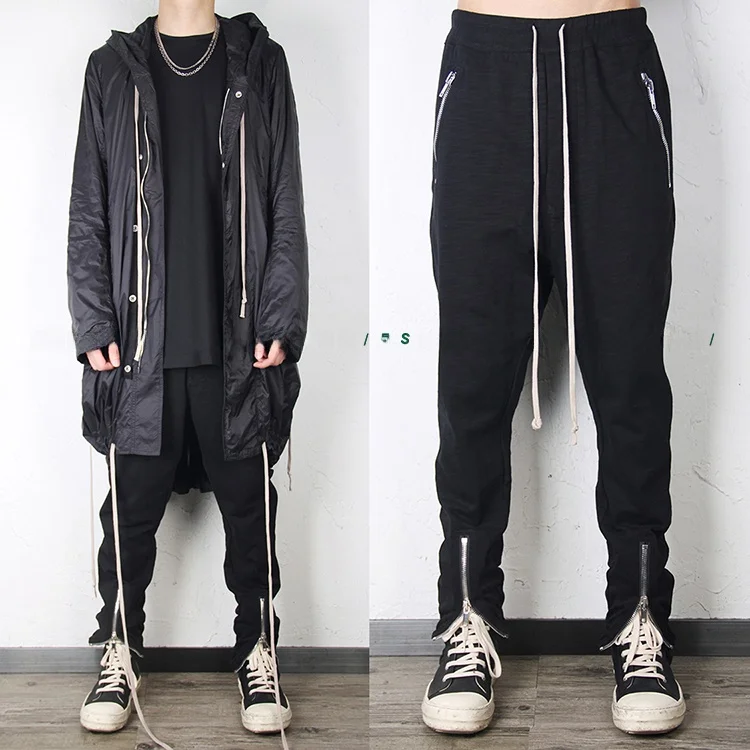 

ROdrk Men's Slim Fit Cotton Trousers Zipper Cuff Casual Pants High Street Hip Hop Sle Youthful Energy All Seasons