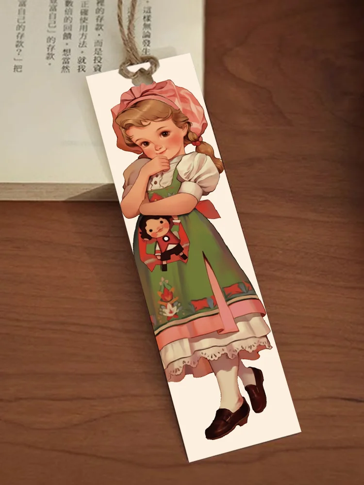 Imagem -05 - Little Girl Vintage Bookmark para Estudantes Livro de Arte para Crianças Etiqueta da Página de Leitura Cartões de Papelaria