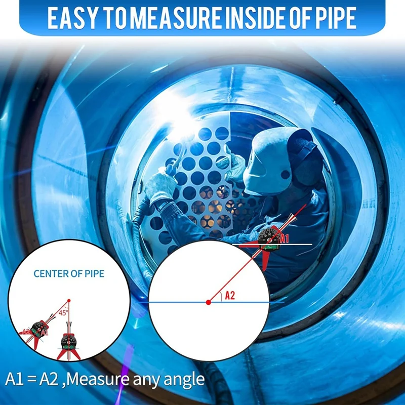 Pipe Center Finder, Center Finder Tool To Measure Pipe With 2.75Inch Ytype Base Fitted And Dial Bubble Protractor