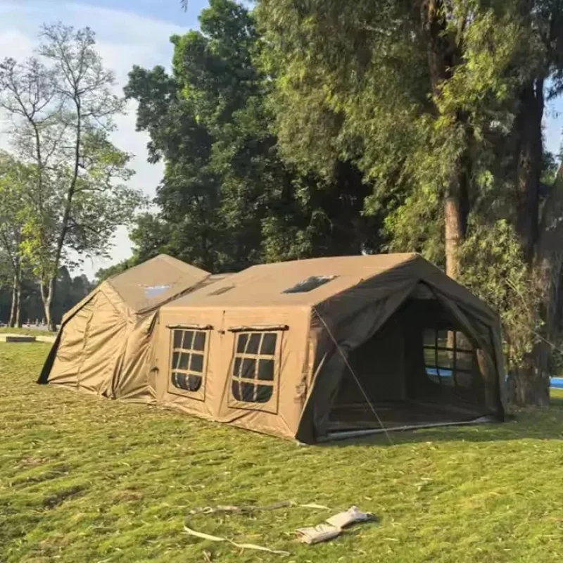 Tente Familiale Outdoor Waterproof Inflatable Camping Tent for 12 People with Two Bedrooms & Ox Can Fabric
