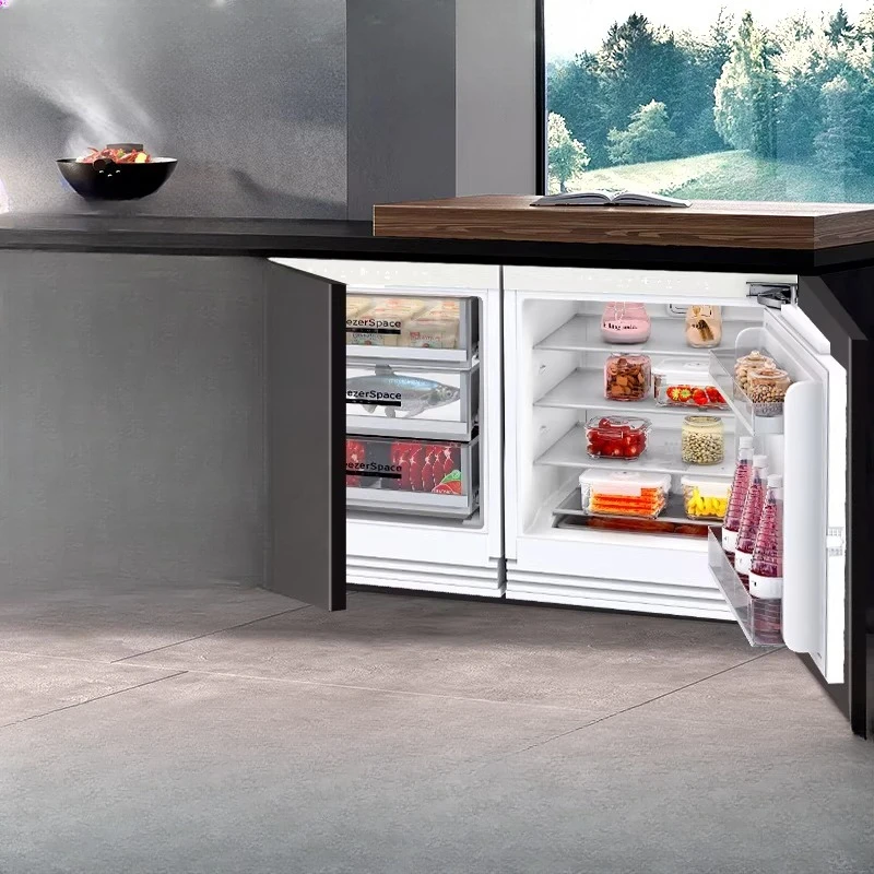 Fully embedded horizontal refrigerator frost-free household small refrigerator island cabinet embedded