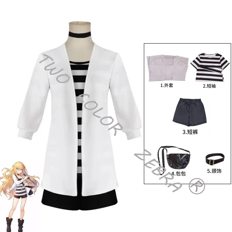 A;3\v,7'd/Anime Angels of Death Rachel Gardner Cosplay Costume Wig Coat T-shirt Shorts Full Sets Clothes Props Neckbelw.3;v'6\b/ view 3