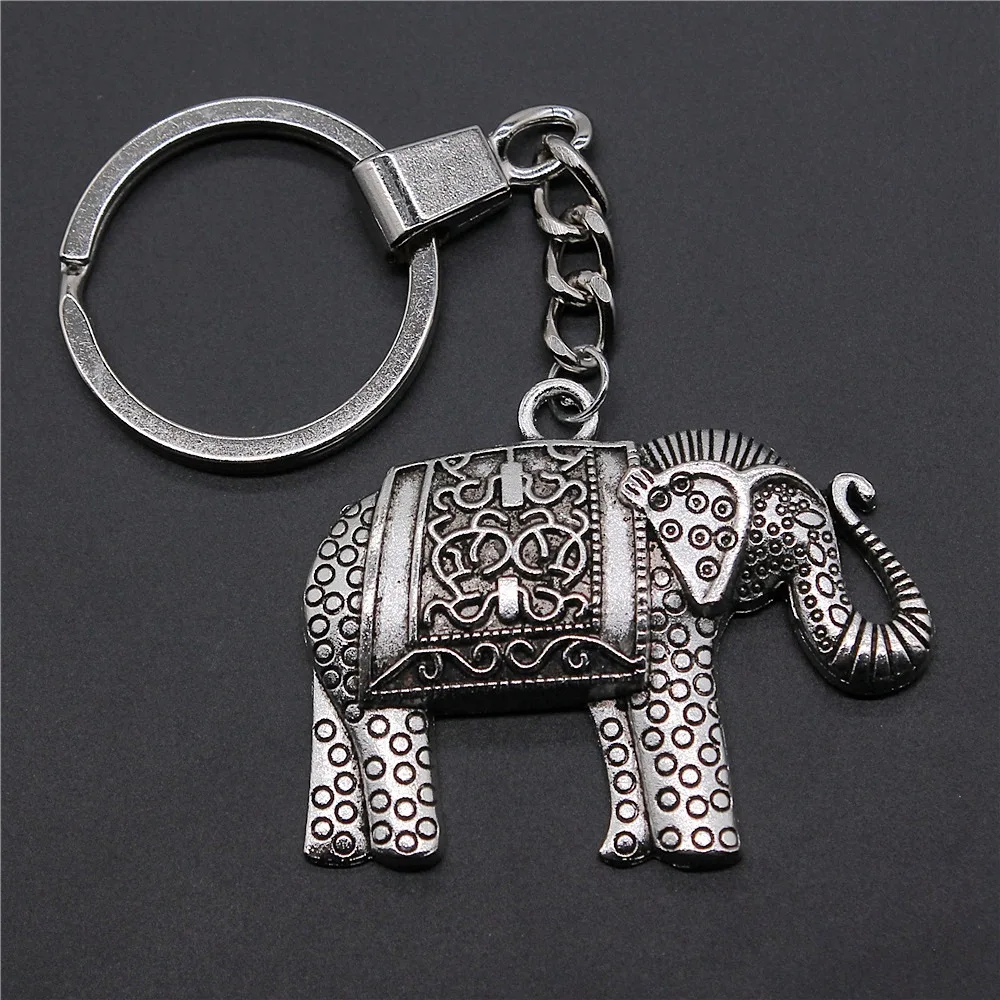 Dropshipping Souvenirs Gift Men Keychain 2 Colors 38x48mm Elephant Pendant Keyring