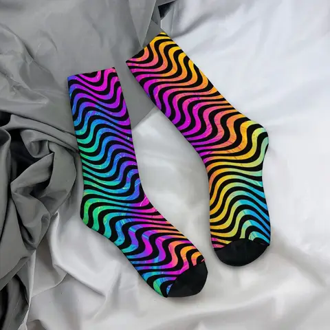 Retro Psychedelic Wave Pattern Men's Socks Personality Creative Fashion Trend Funny Socks Soft Breathable Non-slip Socks Gifts
