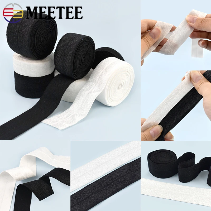 

10/20M 10-30mm Spandex Fold Over Elastic Band Yoga Strap Solid Satin Stretch Ribbon Pants Waist Rubber Tape DIY Sewing Accessory