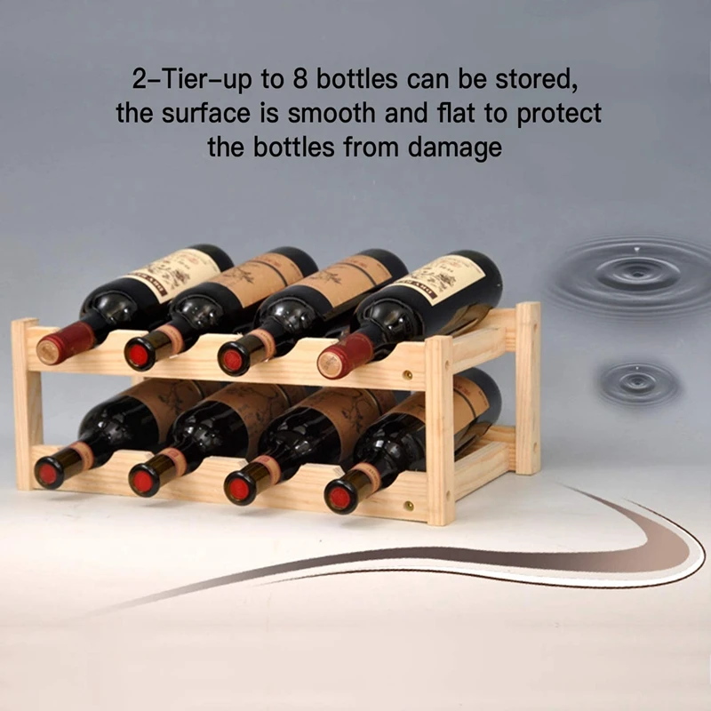 Estante de bambú para vino, estante de pie libre para vino, encimera para cocina casera, Bar