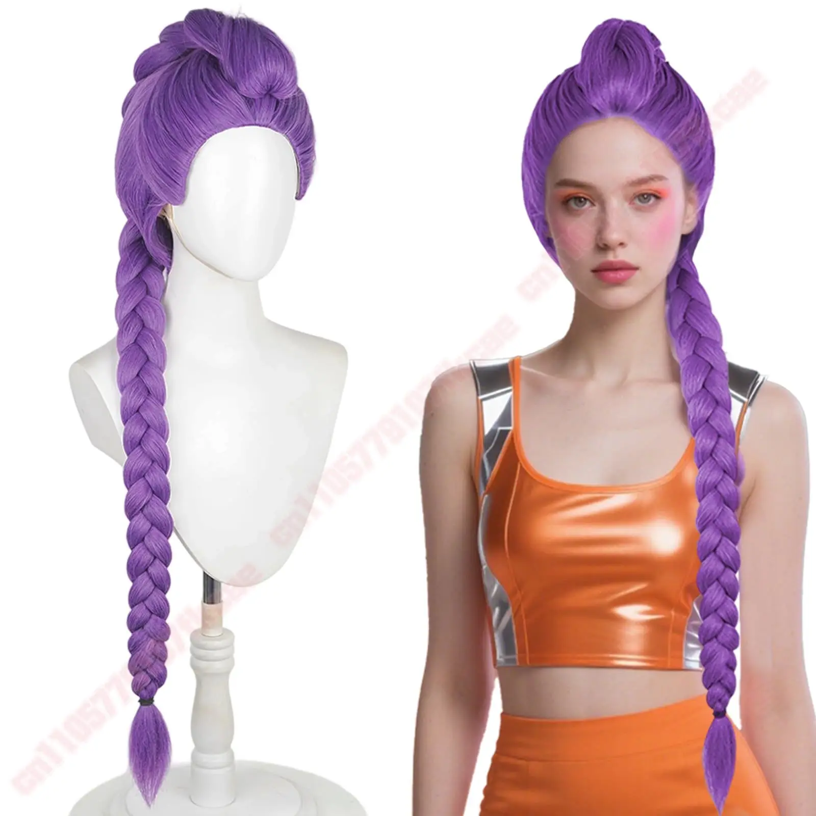 Demon Hunters Costume Rumi Wigs Cosplay Anime Mira Zoey Costume Wigs for Women Men girls Purple Braid Wig Halloween Cosplay Prop